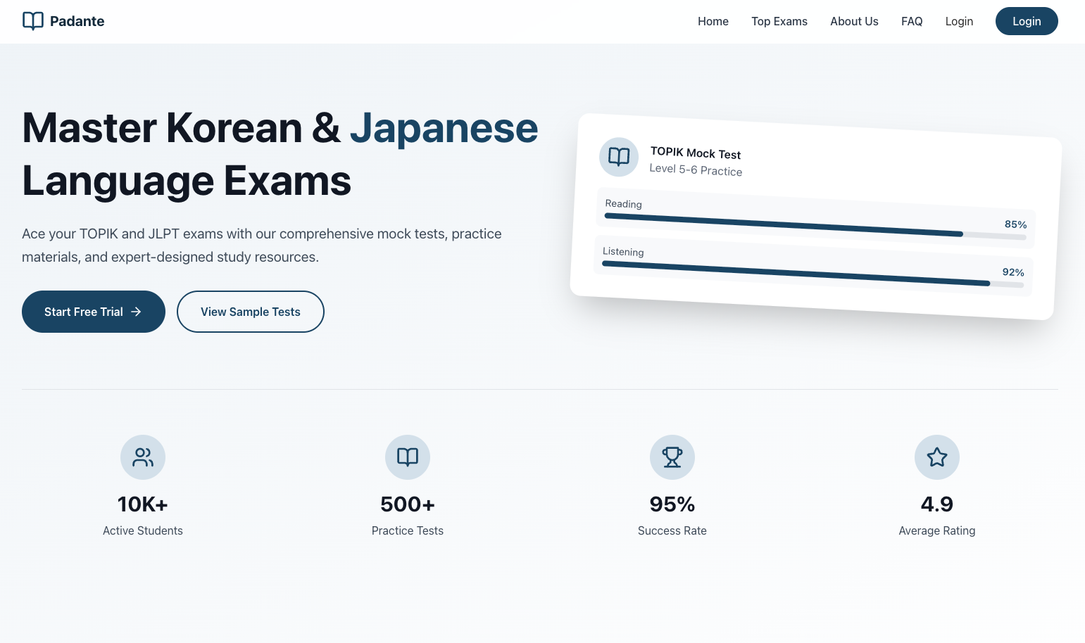 Padante - Language Mock Test Website